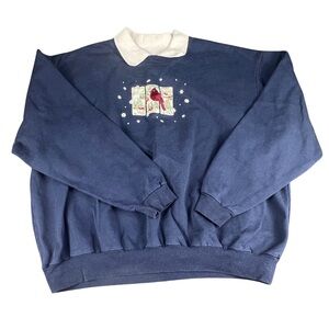 Women's Navy Blue Sweater with Cardinal Design
